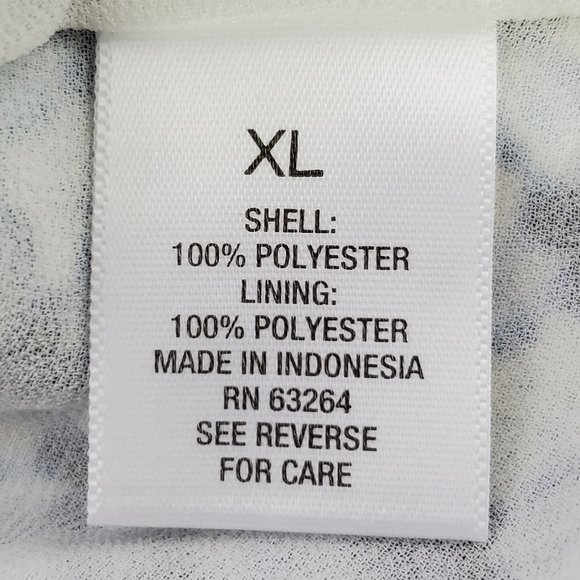 Roz & Ali Blue White Flutter Sleeve Ruffle Side Button Up Top Blouse NEW Size XL - Picture 12 of 15